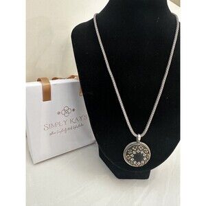 Sterling Silver Rope Necklace With Floral Button Pendant